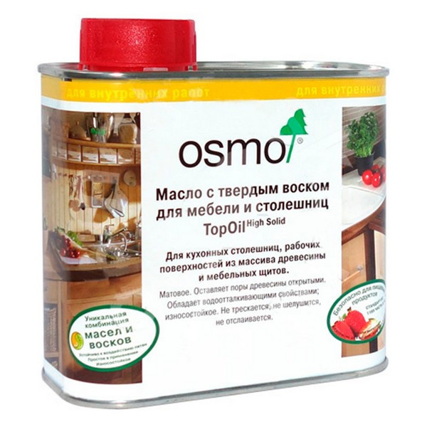 Масло для мебели и столешниц с твердым воском Osmo Topoil 3058 бесцветное матовое 0,5 л
