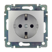 Розетка Legrand Valena 694343 скрытая установка алюминий с заземлением со шторками
