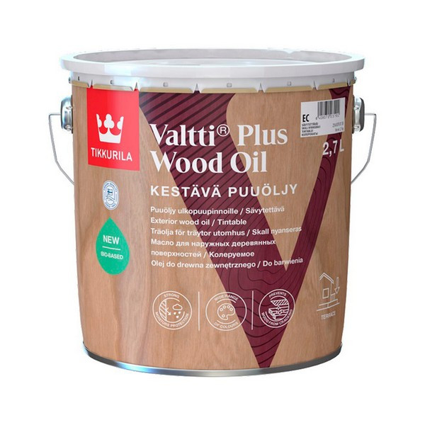 Масло Tikkurila Valtti Plus Wood Oil для наружных деревянных поверхностей основа EC 2,7 л