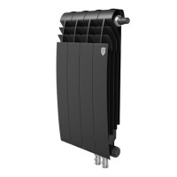 Радиатор биметаллический Royal Thermo BiLiner 500 мм 4 секции 3/4" нижнее правое подключение черный