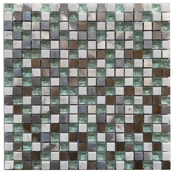 Мозаика Lavelly Elements Grey Mix серый микс из стекла камня и металла 305х305х8 мм