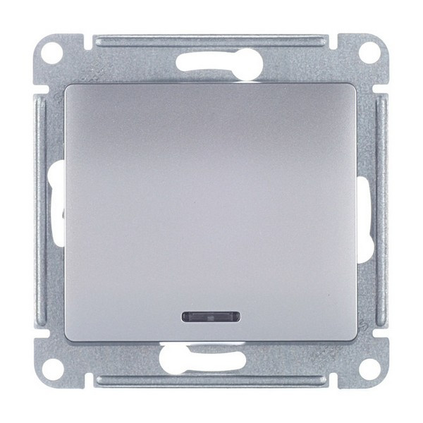 Выключатель Schneider Electric Glossa GSL000313 одноклавишный скрытая установка алюминий с подсветкой