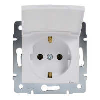 Розетка Lezard KARINA 707-0288-123B скрытая установка белая с заземлением с крышкой