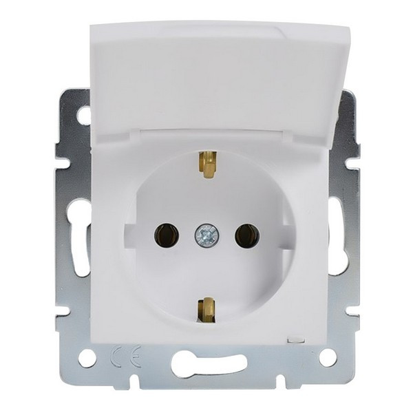 Розетка Lezard KARINA 707-0288-123B скрытая установка белая с заземлением с крышкой