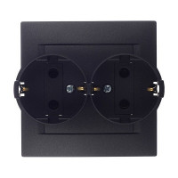 Розетка с рамкой Simon 15 1590459-038 двойная скрытая установка графит с заземлением