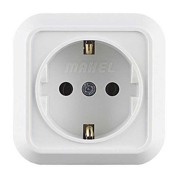 Розетка Makel Siva Ustu 45108 открытая установка белая с заземлением