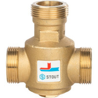 Клапан термостатический Stout (SVM-0030-325504) 1 1/4 НР(ш) х 1 1/4 НР(ш) х 1 1/4 НР(ш) для твердотопливных котлов 55 °С