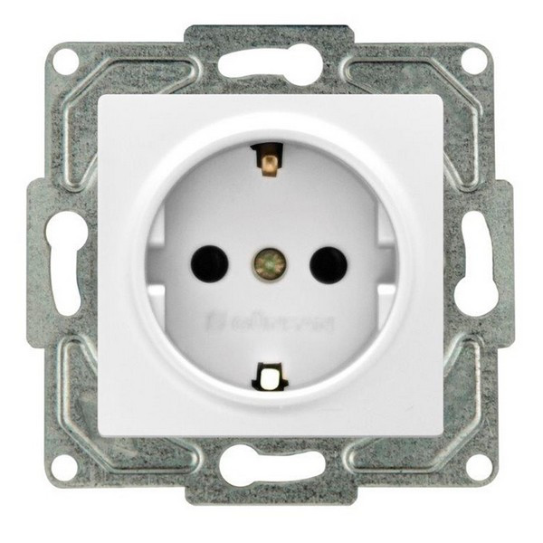 Розетка GUNSAN Eqona 16401100-152115 скрытая установка белая с заземлением IP20