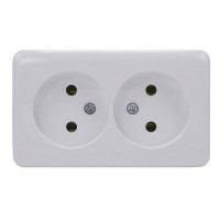 Розетка Lezard VIOLA двойная 751-0200-128 открытая установка белый без заземления