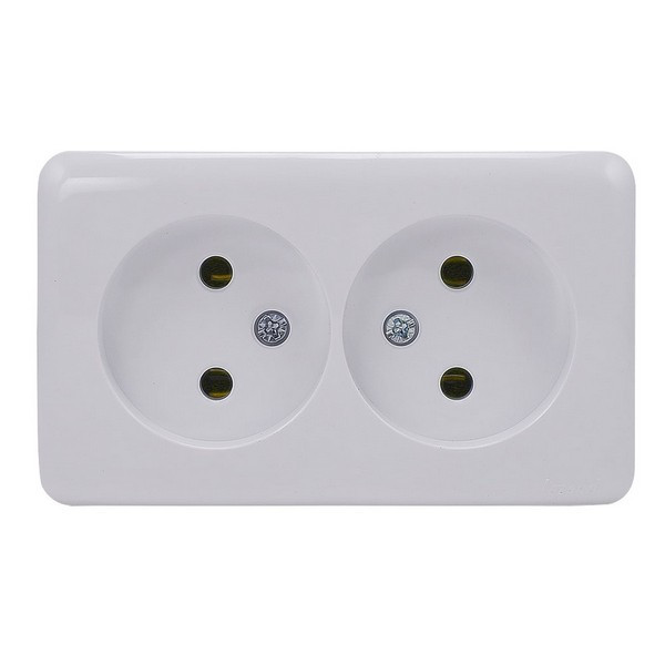 Розетка Lezard VIOLA двойная 751-0200-128 открытая установка белый без заземления