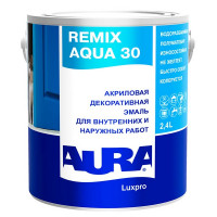 Эмаль акриловая Aura Remix Aqua 30 полуматовая белая основа А 2,4 л