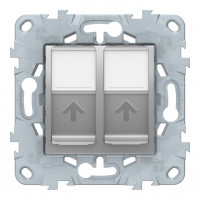 Розетка компьютерная Schneider Electric Unica NEW NU542030 скрытая установка алюминий модули RJ45 cat 5 и RJ45 cat 5е UTP