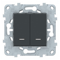 Выключатель Schneider Electric Unica NEW NU521154N двухклавишный скрытая установка антрацит с подсветкой