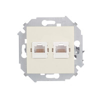 Розетка компьютерная Simon 15 1591593-031 скрытая установка слоновая кость два модуля RJ45 cat 5e