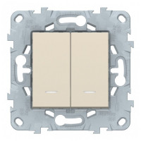 Переключатель Schneider Electric Unica NEW NU521344N двухклавишный на 2 направления скрытая установка бежевый с подсветкой