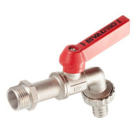 Кран шаровой латунный VALTEC (VT.051.N.04) 1/2 НР(ш) х 1/2 НР(ш) ручка со штуцером угловой
