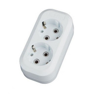 Колодка электрическая Düwi (28633 2) с заземлением 16 А 230 В 3,6 кВт 2 розетки IP20 белая
