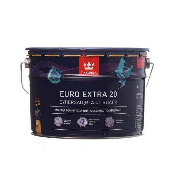 Краска водно-дисперсионная Tikkurila Euro Extra 20 моющаяся основа C 9 л