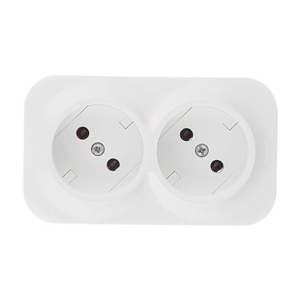 Розетка Legrand Quteo 782212 двойная открытая установка белая без заземления