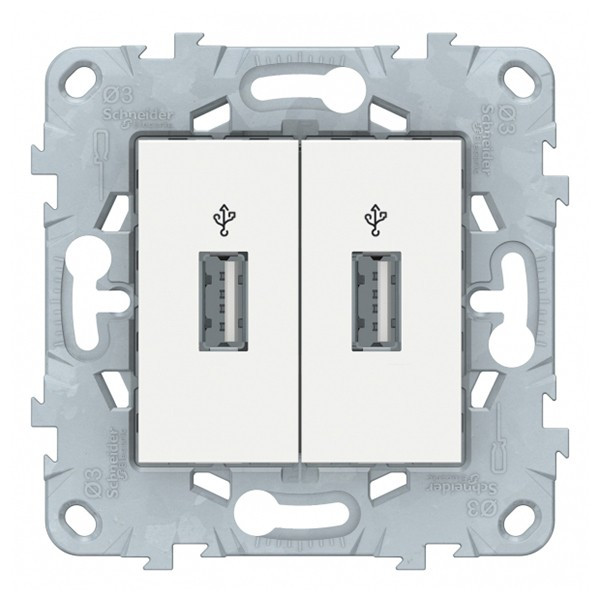 Розетка USB Schneider Electric Unica NEW NU542718 скрытая установка белая два информационных модуля