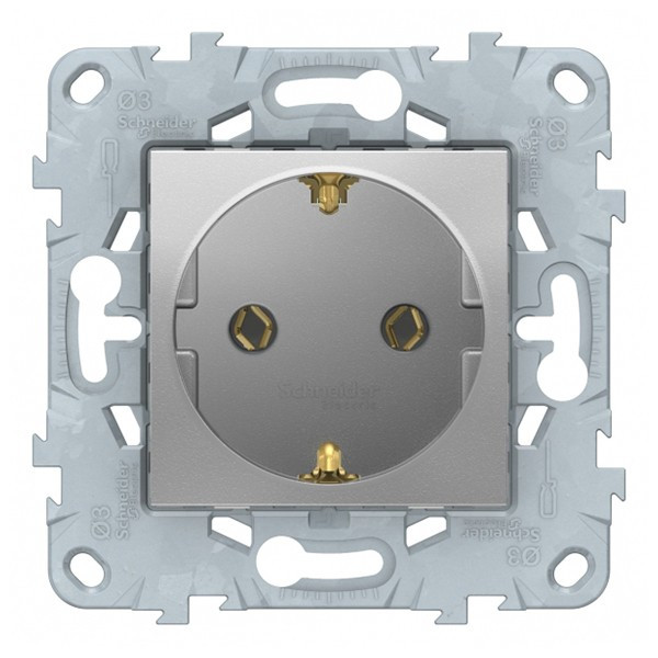 Розетка Schneider Electric Unica NEW NU505630 скрытая установка алюминий с заземлением с быстрозажимными клеммами