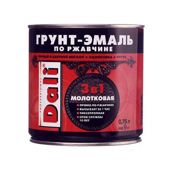 Грунт-эмаль по ржавчине Dali молотковая коричневая 3в1 глянцевая 0,75 л