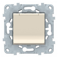 Розетка Schneider Electric Unica NEW NU503744TA скрытая установка бежевая с заземлением со шторками с крышкой