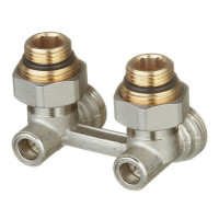 Узел нижнего подключения угловой Purmo MTB 128 (AZ03TP004001290SNICK) H-образный 1/2 НР(ш) х 3/4 EK для радиатора под евроконус