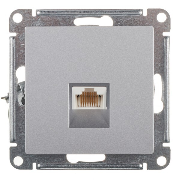 Розетка компьютерная Schneider Electric Atlas Design ATN000383 скрытая установка алюминий один модуль RJ45