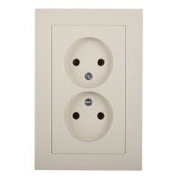Розетка с рамкой Schneider Electric Atlas Design ATN000220 двойная скрытая установка бежевая без заземления