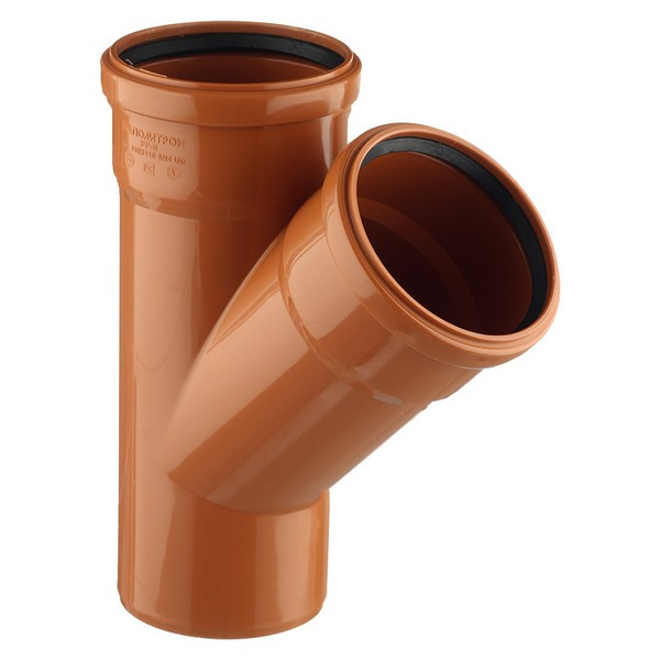 Тройник Pro Aqua Terra d110 мм 45° пластиковый для наружной канализации