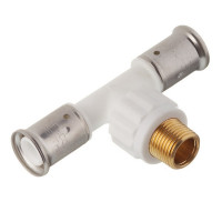 Тройник Henco (14PKW-200420) 20(пресс) х 1/2 НР(ш) х 20(пресс) PVDF белый