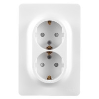 Розетка с рамкой Schneider Electric Unica NEW NU206718 двойная скрытая установка белая с заземлением со шторками