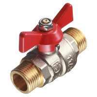 Кран шаровой латунный VALTEC Base (VT.219.N.04) 1/2 НР(ш) х 1/2 НР(ш) бабочка прямой