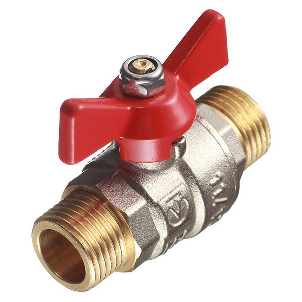 Кран шаровой латунный VALTEC Base (VT.219.N.04) 1/2 НР(ш) х 1/2 НР(ш) бабочка прямой