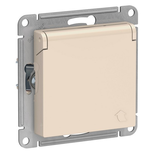 Розетка Schneider Electric Atlas Design ATN000246 скрытая установка бежевая с заземлением со шторками с крышкой