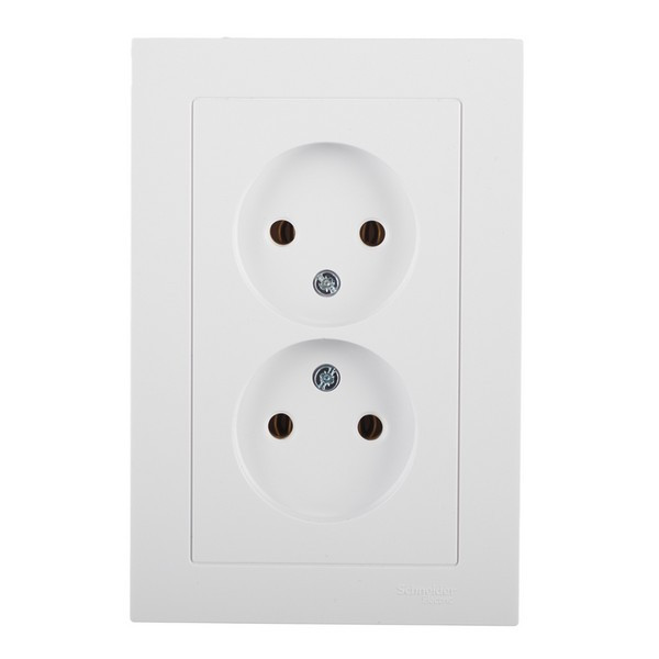 Розетка с рамкой Schneider Electric Atlas Design ATN000120 двойная скрытая установка белая без заземления