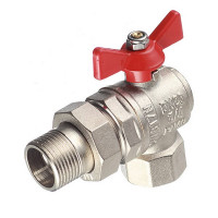 Кран шаровой латунный VALTEC Base (VT.228.N.05) 3/4 ВР(г) х 3/4 НР(ш) бабочка с полусгоном угловой