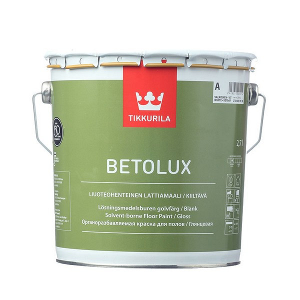 Краска Tikkurila Betolux для пола белая глянцевая основа А 2,7 л