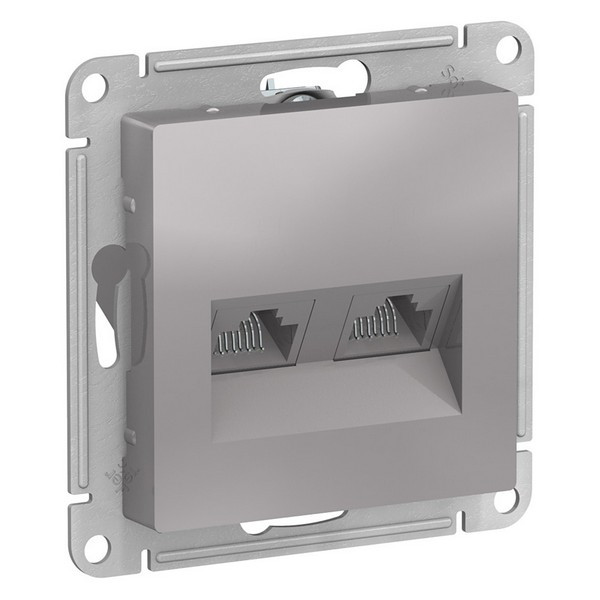 Розетка компьютерная Schneider Electric Atlas Design ATN000385 скрытая установка алюминий модули RJ45 cat 5 и RJ45 cat 5е