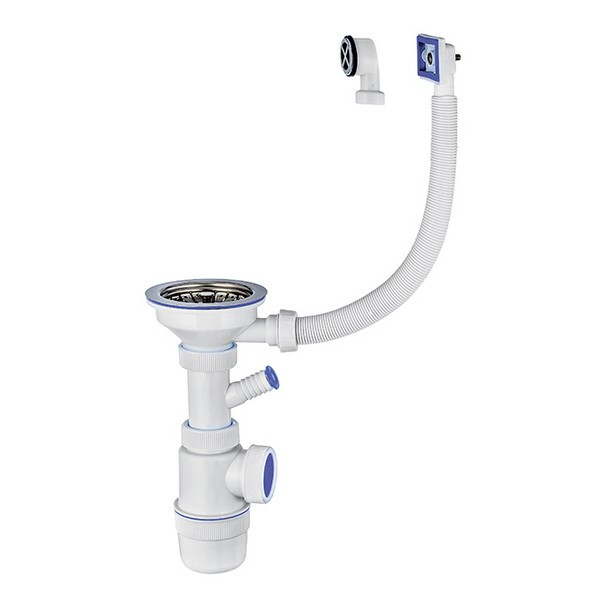 Сифон для мойки VIRPLAST by WIRQUIN 30987089 3 1/2"х40 с нержавеющей чашкой D 114 мм отводом для ст.м.