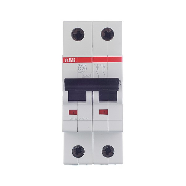Автоматический выключатель ABB S202 (2CDS252001R0204) 2P 20А тип C 6 кА 400 В на DIN-рейку