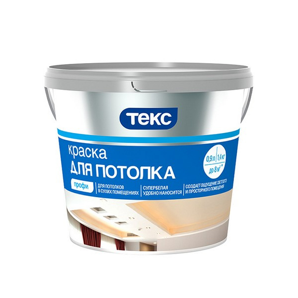 Краска водно-дисперсионная для потолка Текс Профи белая 0,9 л