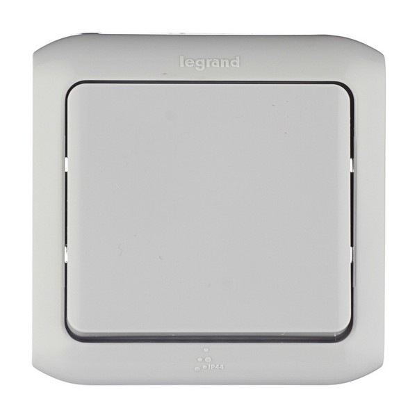 Выключатель Legrand Quteo 782330 одноклавишный открытая установка серый IP44 влагозащищенный