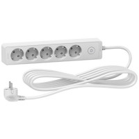 Удлинитель бытовой Schneider Electric (ST9455W) с заземлением 5 м 16 А 230 В 3,68 кВт 5 розеток ПВС 3х1,5 мм2 IP20 со шторками белый