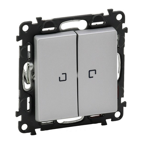Выключатель Legrand Valena LIFE 752628 двухклавишный скрытая установка алюминий с подсветкой