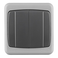 Выключатель Makel 36064003 двухклавишный открытая установка серый IP55