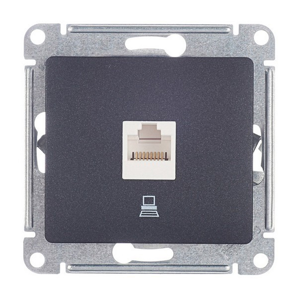 Розетка компьютерная Schneider Electric Glossa GSL000781К скрытая установка антрацит один модуль RJ45 cat 5e