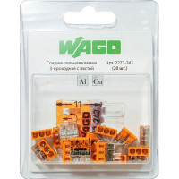 Клемма на 3 провода Wago 2273-243 0,5-2,5 кв. мм с пастой (20 шт.)