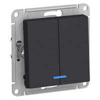 Выключатель Schneider Electric Atlas Design ATN001053 двухклавишный скрытая установка карбон с подсветкой